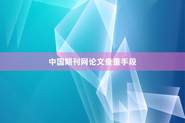 中国期刊网论文查重手段